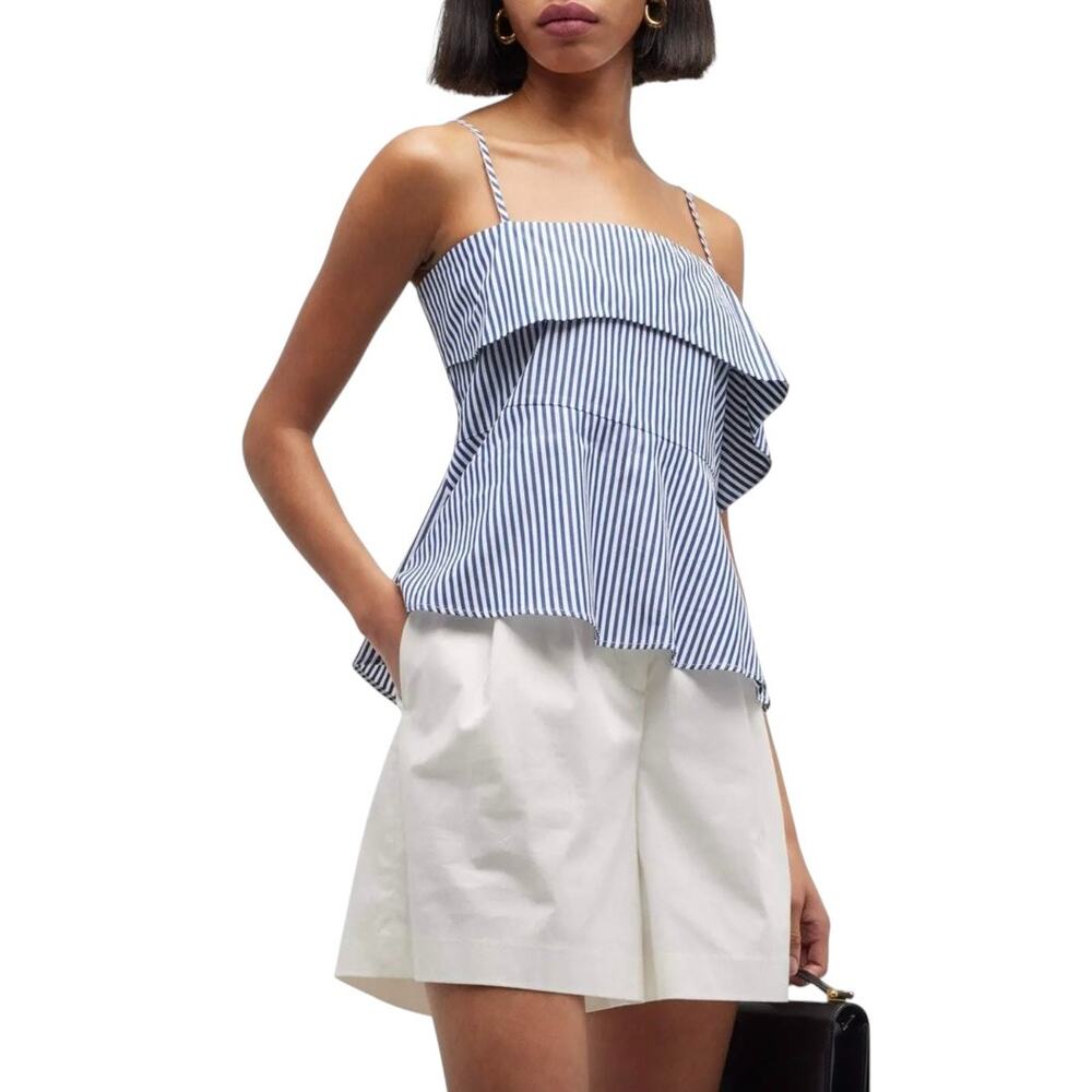 HARSHMAN Maia‎ Striped Ruffle Blouse X-Small Asymmetrical Peplum | NWT $216